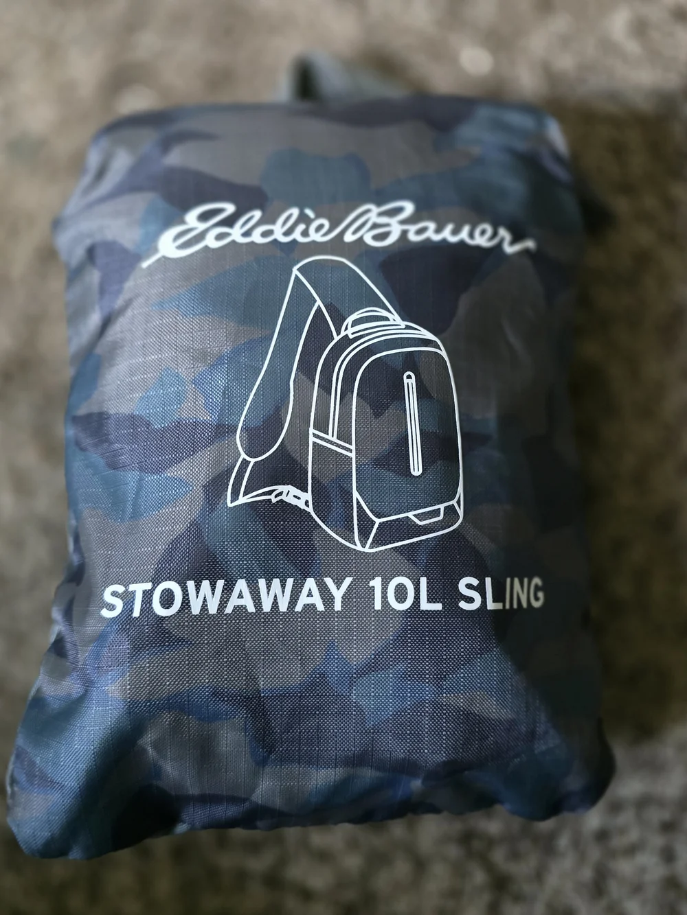 Eddie Bauer Blue Camo Men's Backpack Stow Away Sling